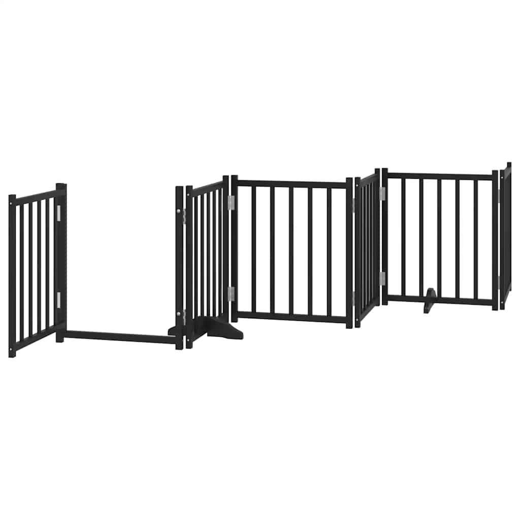 Cancello Cani Porta Pieghevole Nero 12 Pannelli 600 cm Pioppo | homemem39