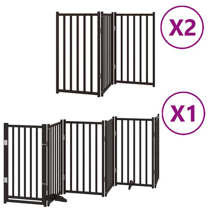 Cancello Cani Porta Pieghevole Nero 12 Pannelli 600 cm Pioppo