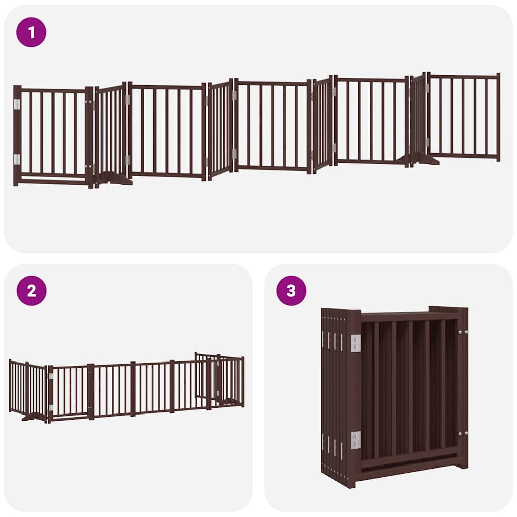 Cancello Cani Porta Pieghevole Marrone 9 Pannelli 450cm Pioppo | homemem39