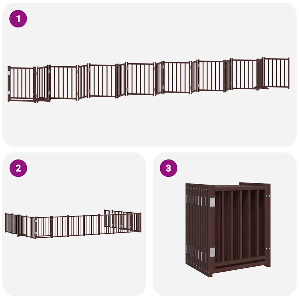 Cancello Cani Porta Pieghevole Marrone 15 Pannelli 750cm Pioppo | homemem39