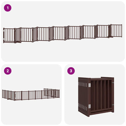 Cancello Cani Porta Pieghevole Marrone 15 Pannelli 750cm Pioppo | homemem39
