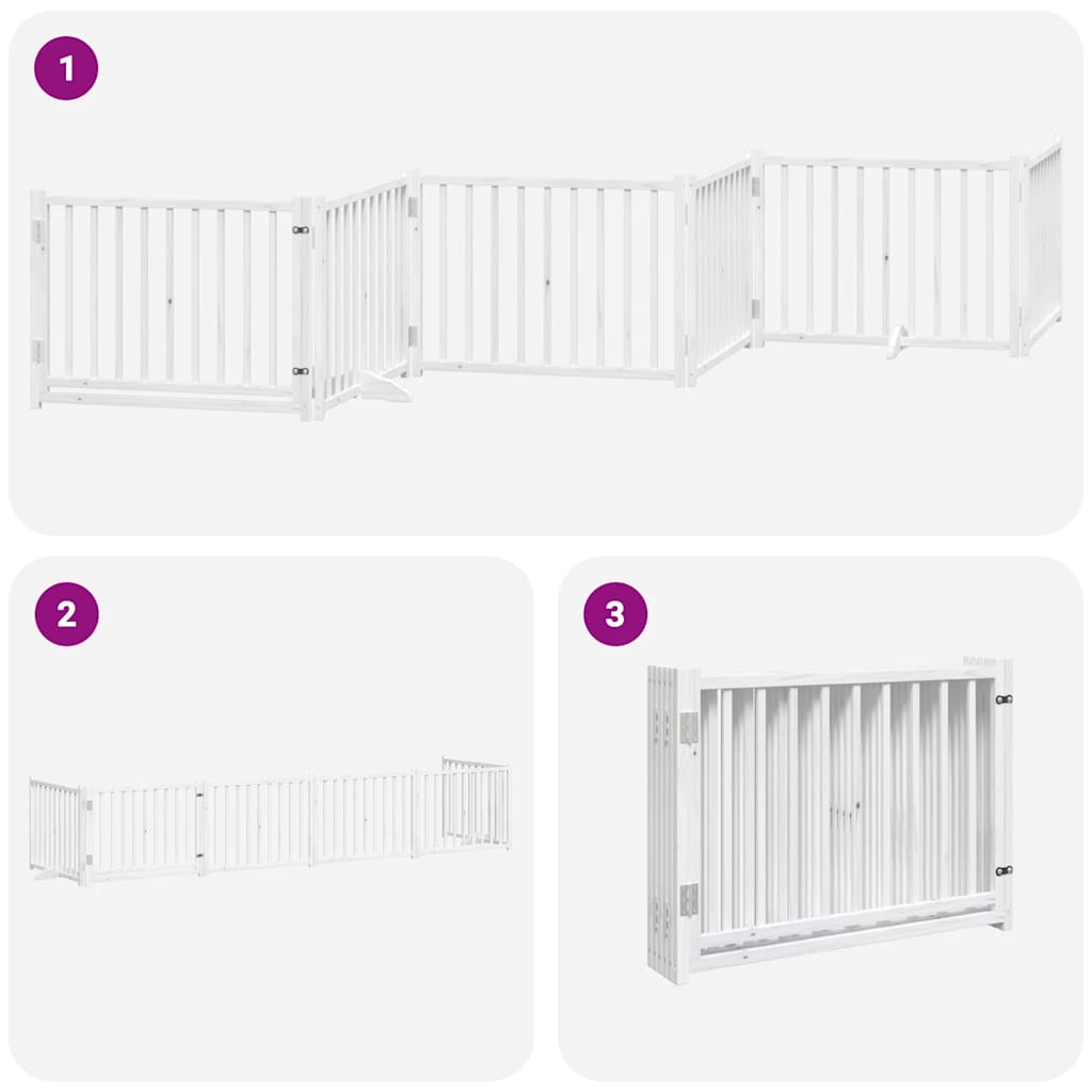 Cancello Cani Porta Pieghevole Bianco 6 Pannelli 480 cm Pioppo | homemem39