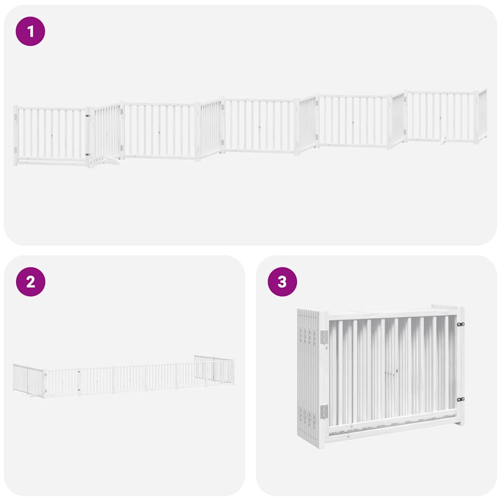 Cancello Cani Porta Pieghevole Bianco 10 Pannelli 800 cm Pioppo | homemem39
