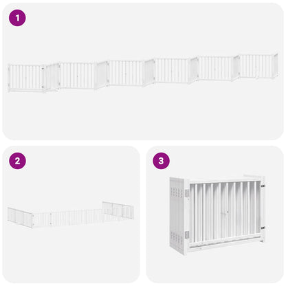 Cancello Cani Porta Pieghevole Bianco 12 Pannelli 960 cm Pioppo | homemem39
