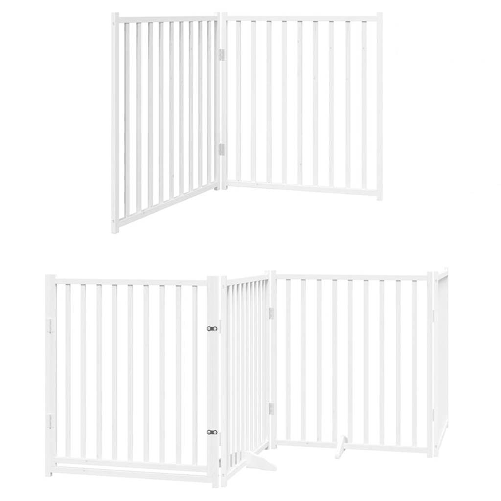 Cancello Cani Porta Pieghevole Bianco 6 Pannelli 480 cm Pioppo | homemem39