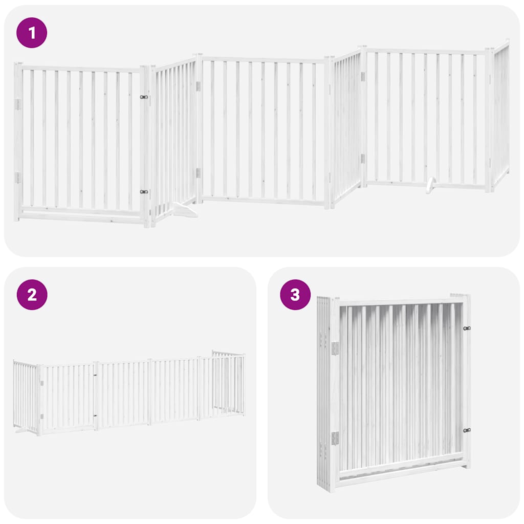Cancello Cani Porta Pieghevole Bianco 6 Pannelli 480 cm Pioppo | homemem39