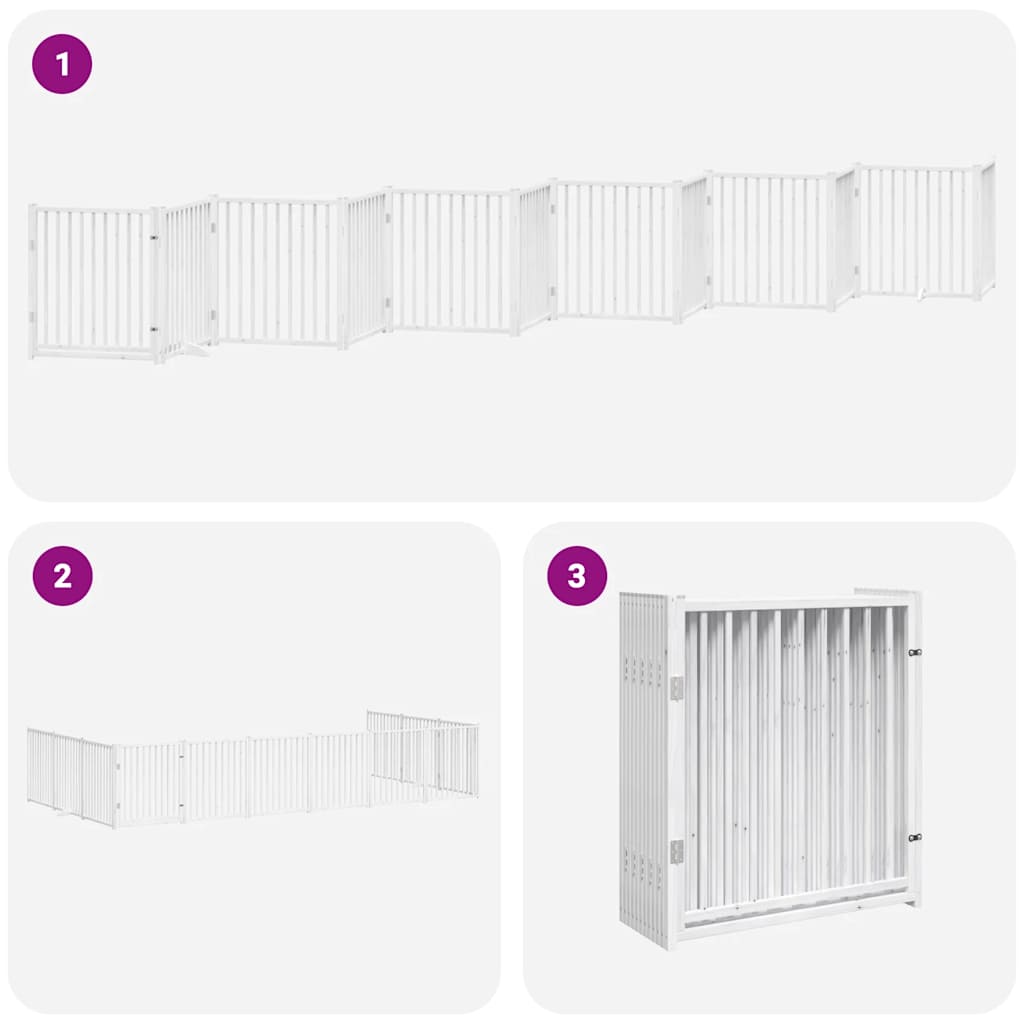Cancello Cani Porta Pieghevole Bianco 12 Pannelli 960 cm Pioppo | homemem39