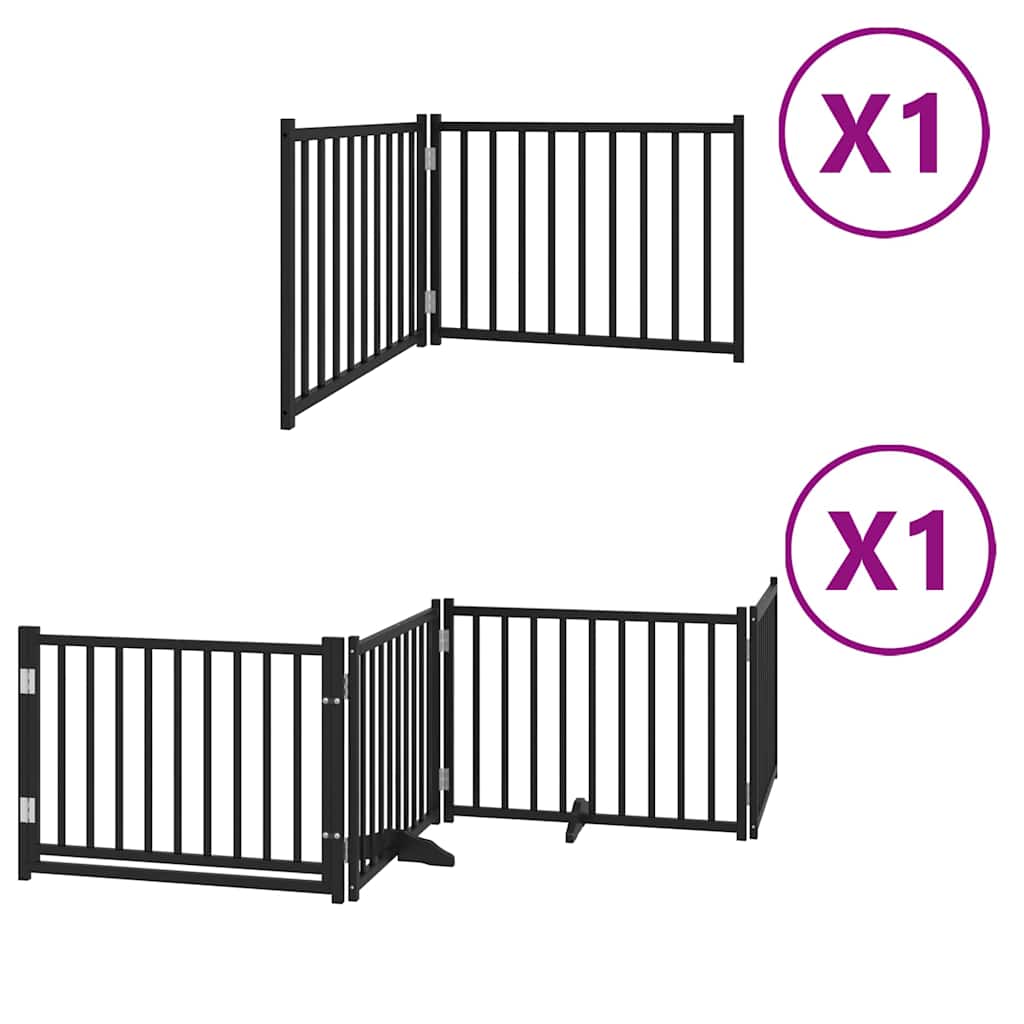Cancello per Cani Porta Pieghevole Nero 6 Pannelli 480cm Pioppo | homemem39