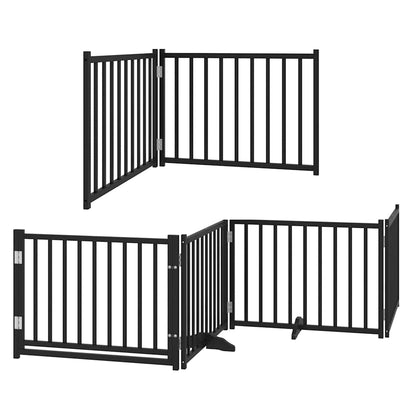 Cancello Cani Porta Pieghevole Nero 8 Pannelli 640 cm Pioppo