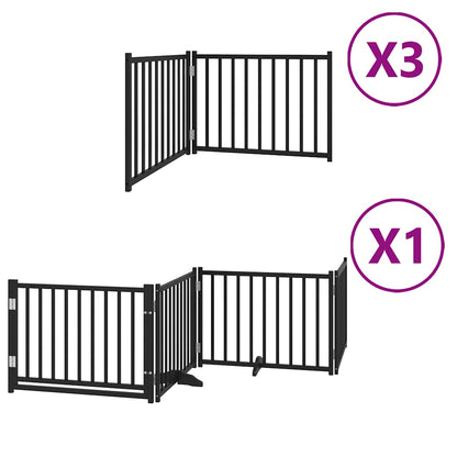 Cancello Cani Porta Pieghevole Nero 10 Pannelli 800 cm Pioppo