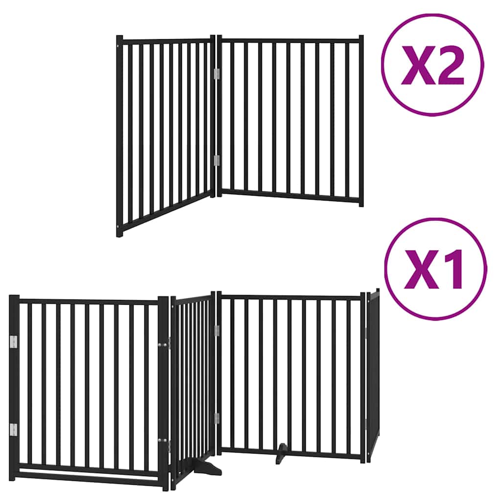 Cancello Cani Porta Pieghevole Nero 8 Pannelli 640 cm Pioppo | homemem39