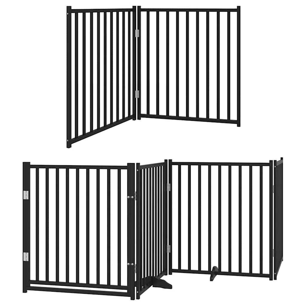 Cancello Cani Porta Pieghevole Nero 8 Pannelli 640 cm Pioppo | homemem39