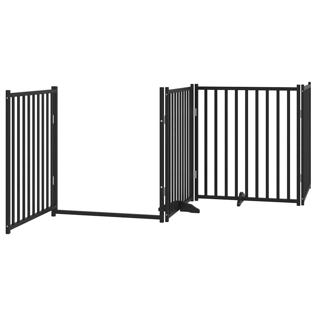 Cancello Cani Porta Pieghevole Nero 8 Pannelli 640 cm Pioppo | homemem39