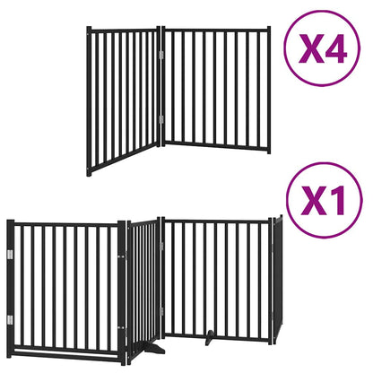 Cancello Cani Porta Pieghevole Nero 12 Pannelli 960 cm Pioppo | homemem39