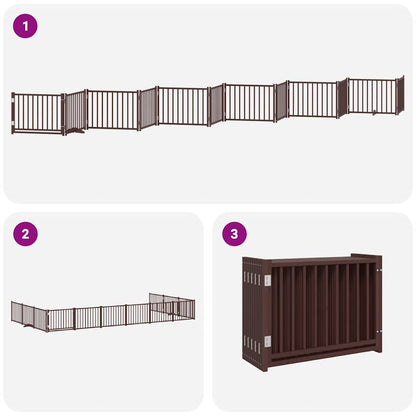 Cancello Cani Porta Pieghevole Marrone 12 Pannelli 960cm Pioppo | homemem39