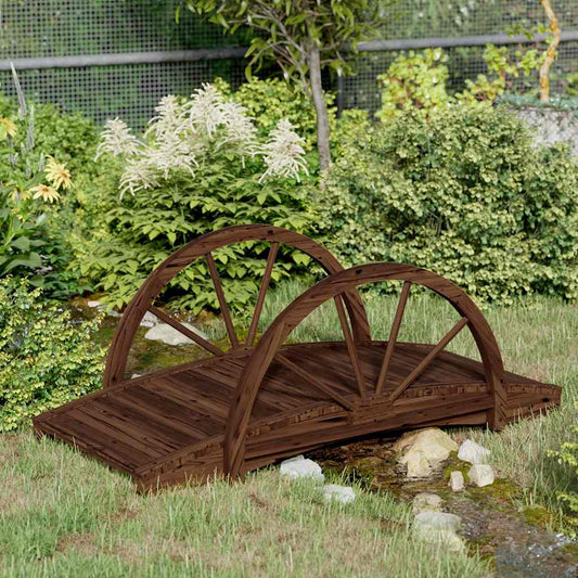 Ponte Giardino con Mezza Ruota 99x50x38 cm Legno Massello Abete | homemem39