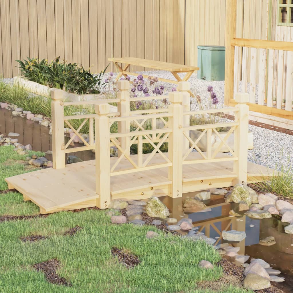 Ponte Giardino Ringhiere 150x67x56cm Legno Massello Abete Rosso | homemem39