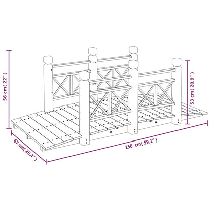 Ponte Giardino Ringhiere 150x67x56cm Legno Massello Abete Rosso | homemem39