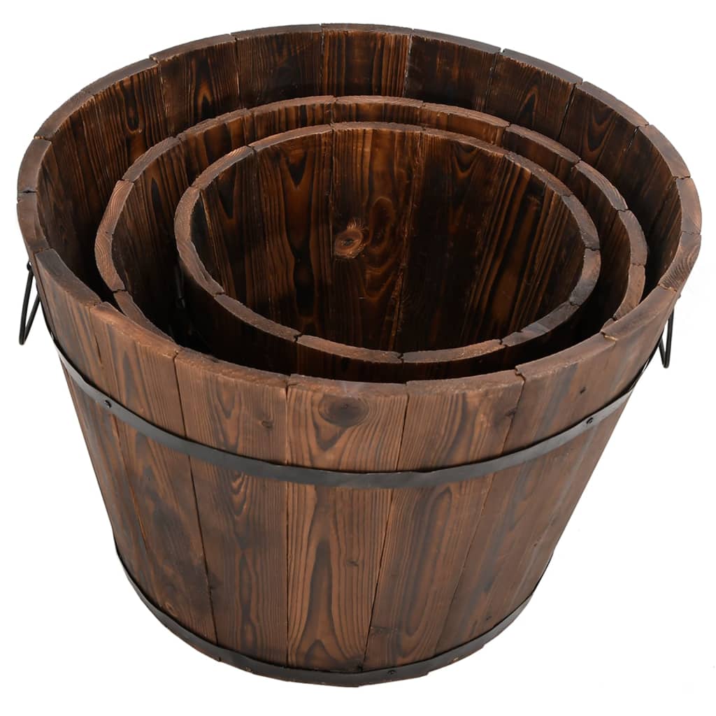 Set Secchi per Fiori 3 pz in Legno Massello di Abete | homemem39