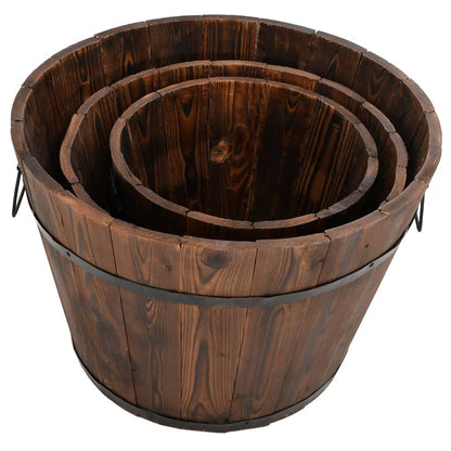 Set Secchi per Fiori 3 pz in Legno Massello di Abete | homemem39