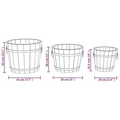 Set Secchi per Fiori 3 pz in Legno Massello di Abete | homemem39