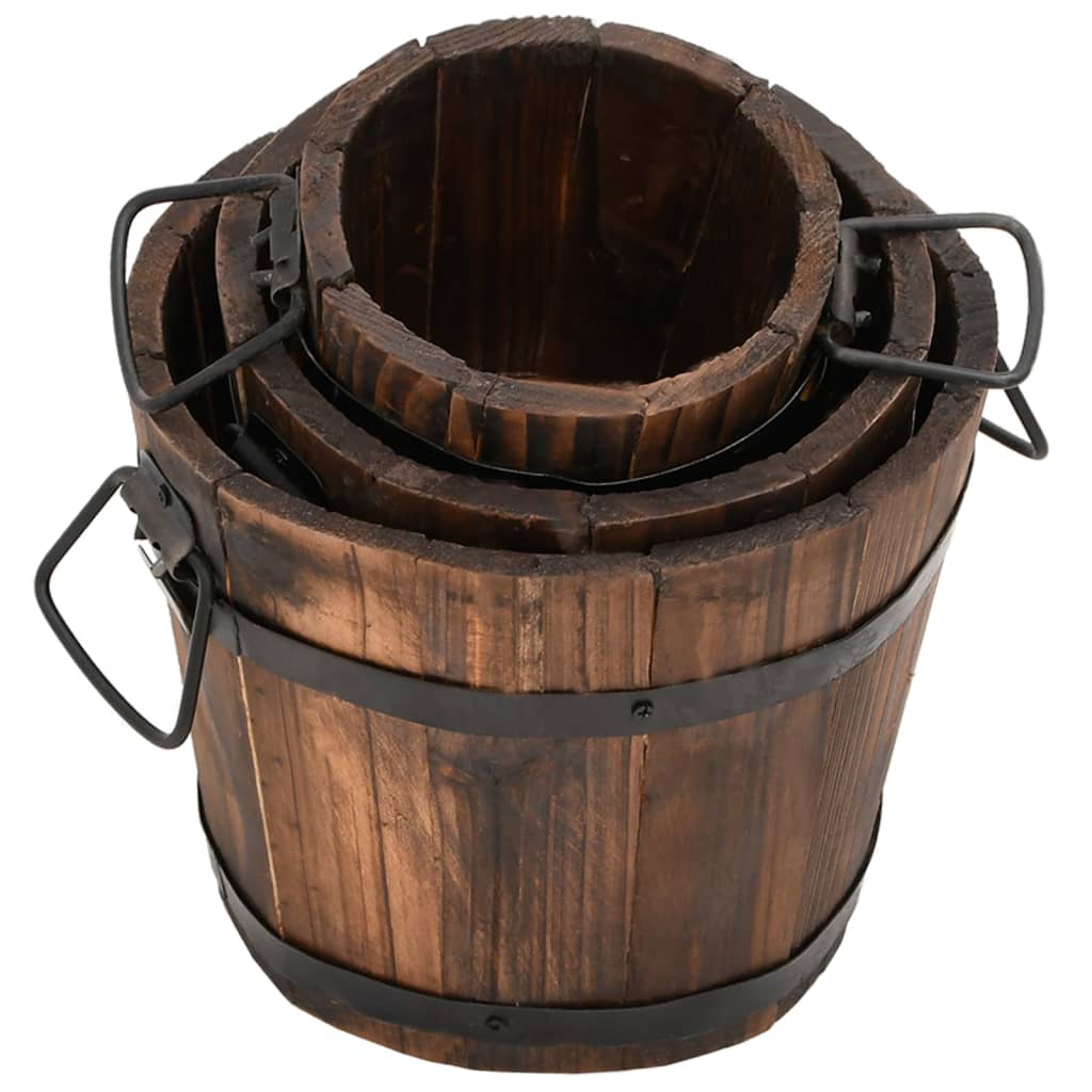 Set Secchi per Fiori 3 pz in Legno Massello di Abete | homemem39