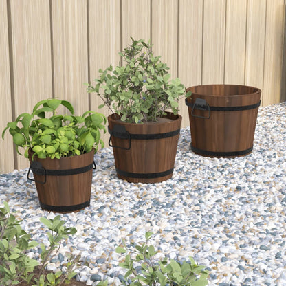 Set Secchi per Fiori 3 pz in Legno Massello di Abete | homemem39