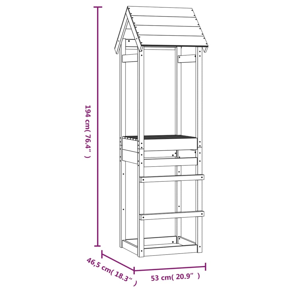 Game Tower 53x46.5x194 cm in Solid Pine Wood