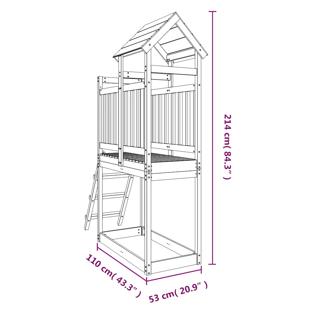 Set da Gioco da Esterno 53x110x214 cm in Legno Massello di Pino | homemem39