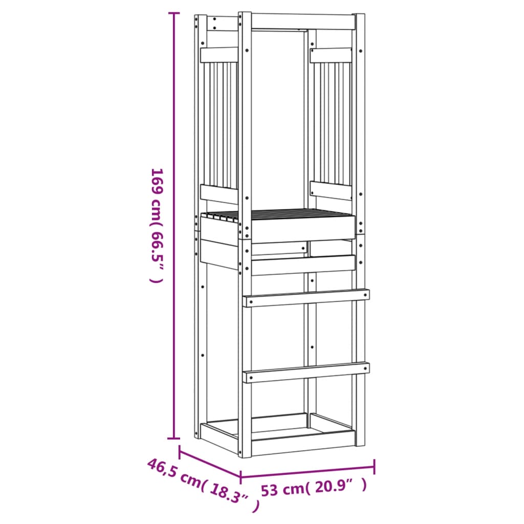 Torre da Gioco 53x46,5x169 cm in Legno Massello di Pino