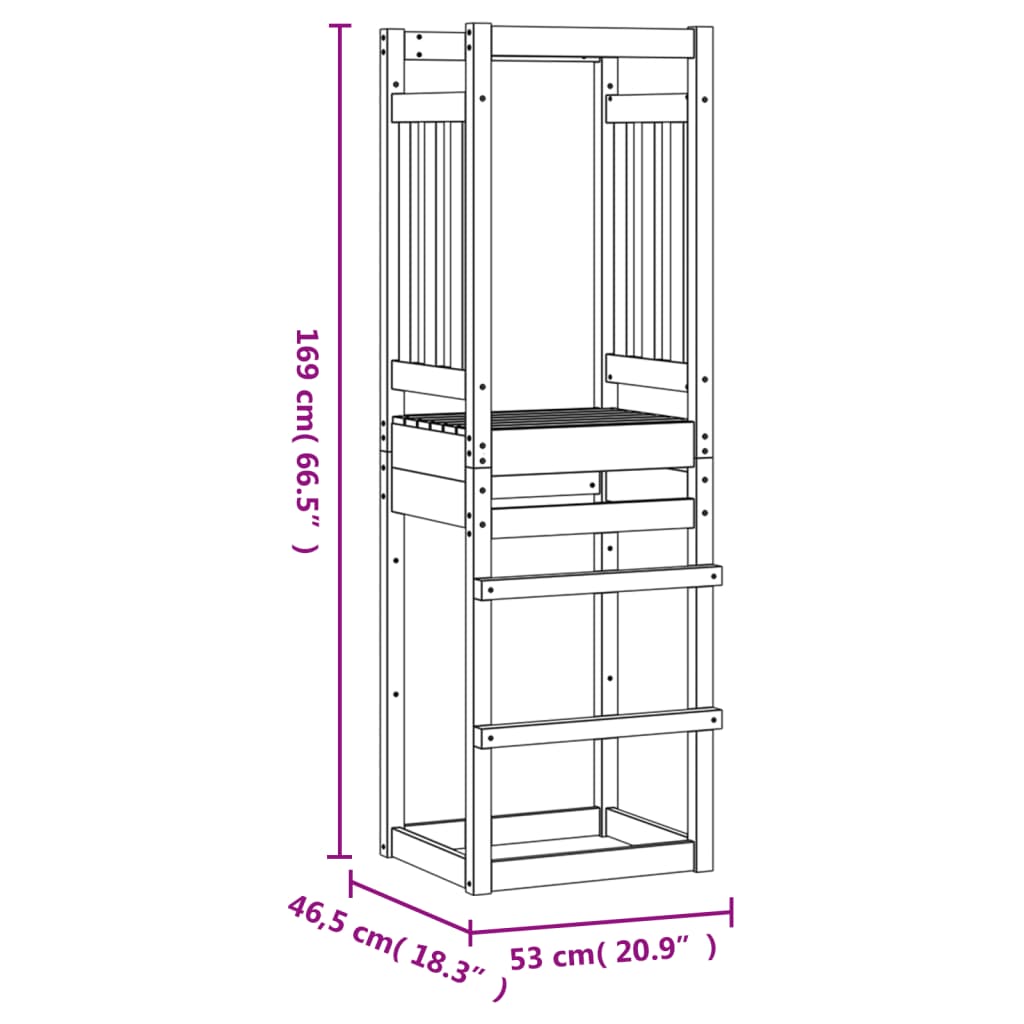 Play Tower 53x46.5x169 cm in Impregnated Pine Wood