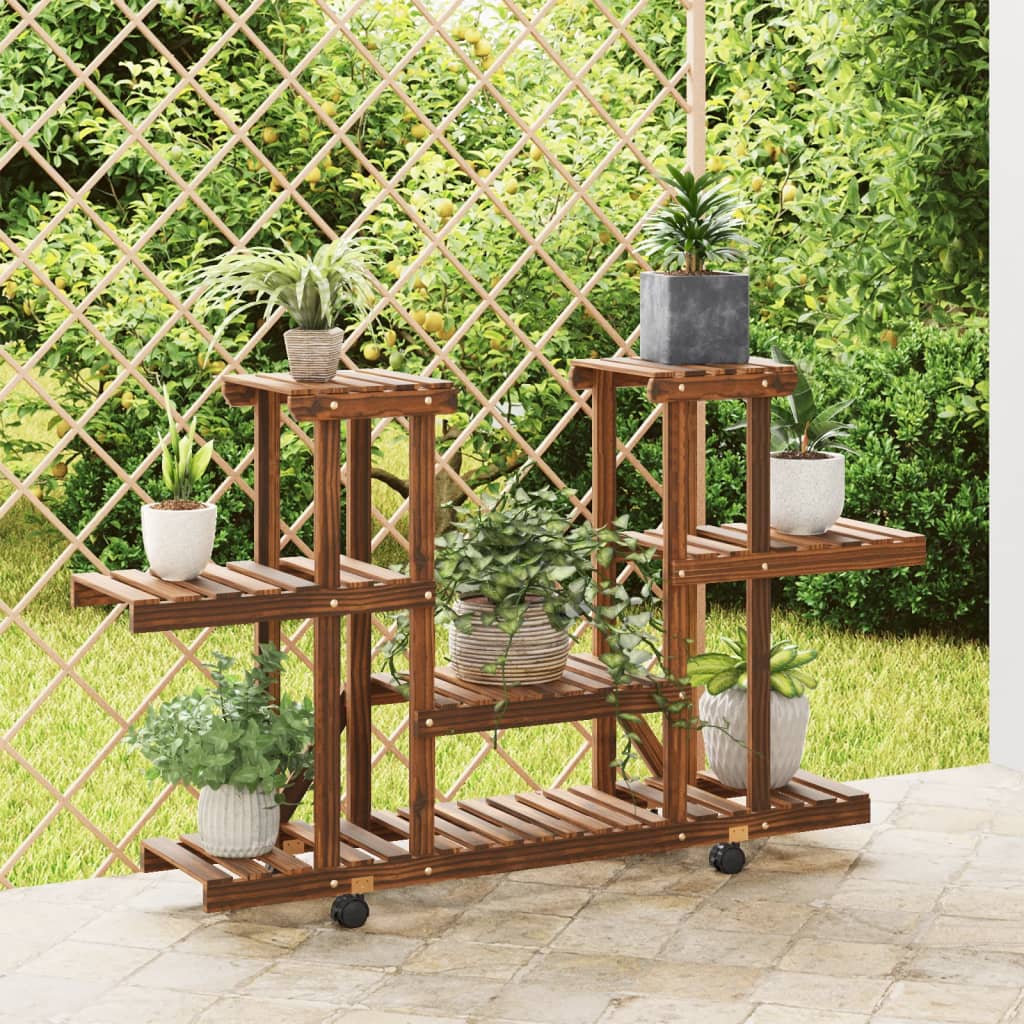 Portafiori con Ruote 110x25x78 cm in Legno Massello di Abete | homemem39