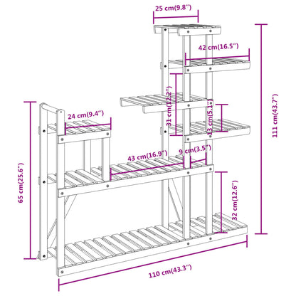 Portafiori 110x25x111 cm in Legno Massello di Abete - homemem39