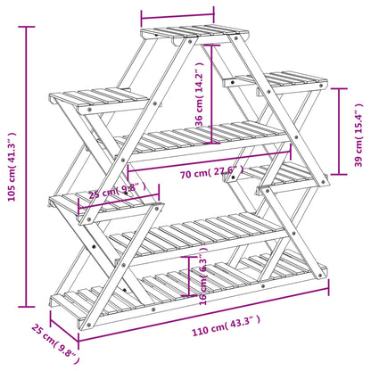 Portafiori 110x25x105 cm in Legno Massello di Abete - homemem39