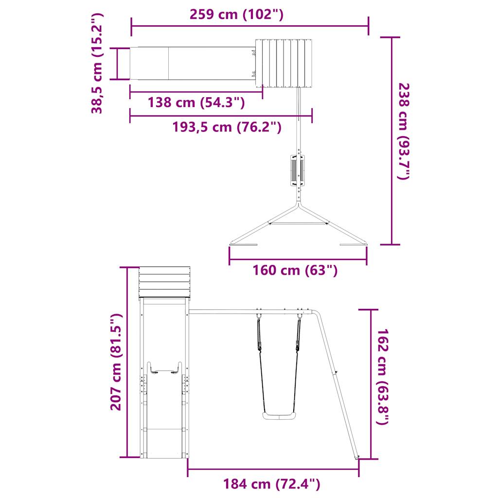 Set da Gioco da Esterno in Legno Massello di Pino - homemem39