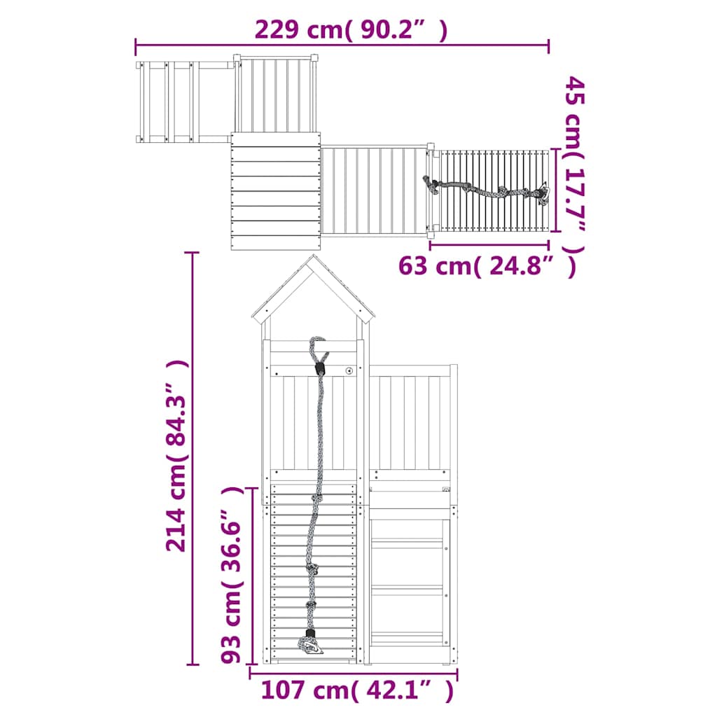 Casetta con Arrampicata in Legno di Pino Impregnato | homemem39