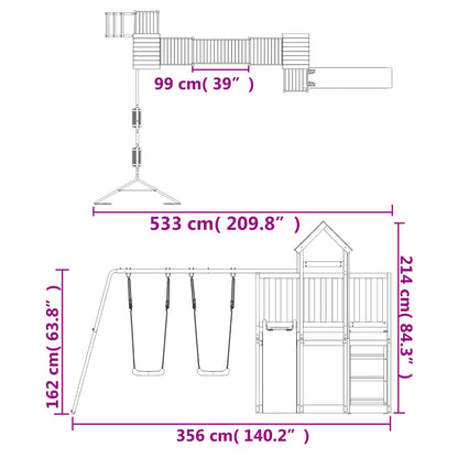 Set da Gioco da Esterno in Legno Massello di Pino - homemem39