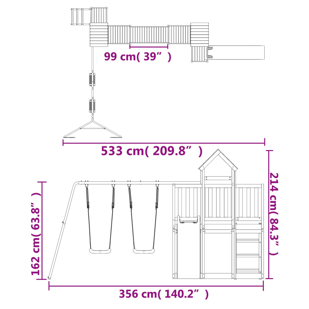 Set da Gioco da Esterno in Legno di Pino Impregnato - homemem39