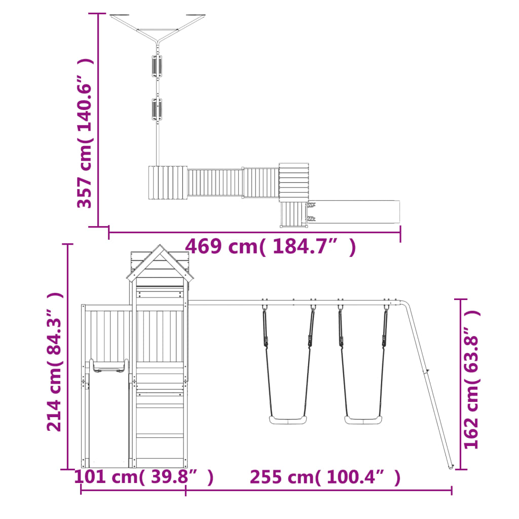 Set da Gioco da Esterno in Legno di Pino Impregnato - homemem39