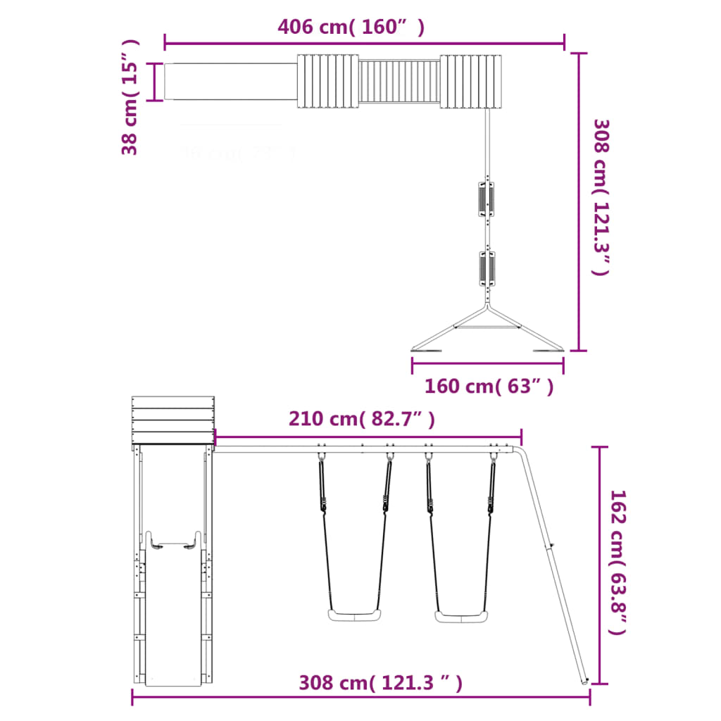 Set da Gioco da Esterno in Legno Massello di Pino - homemem39