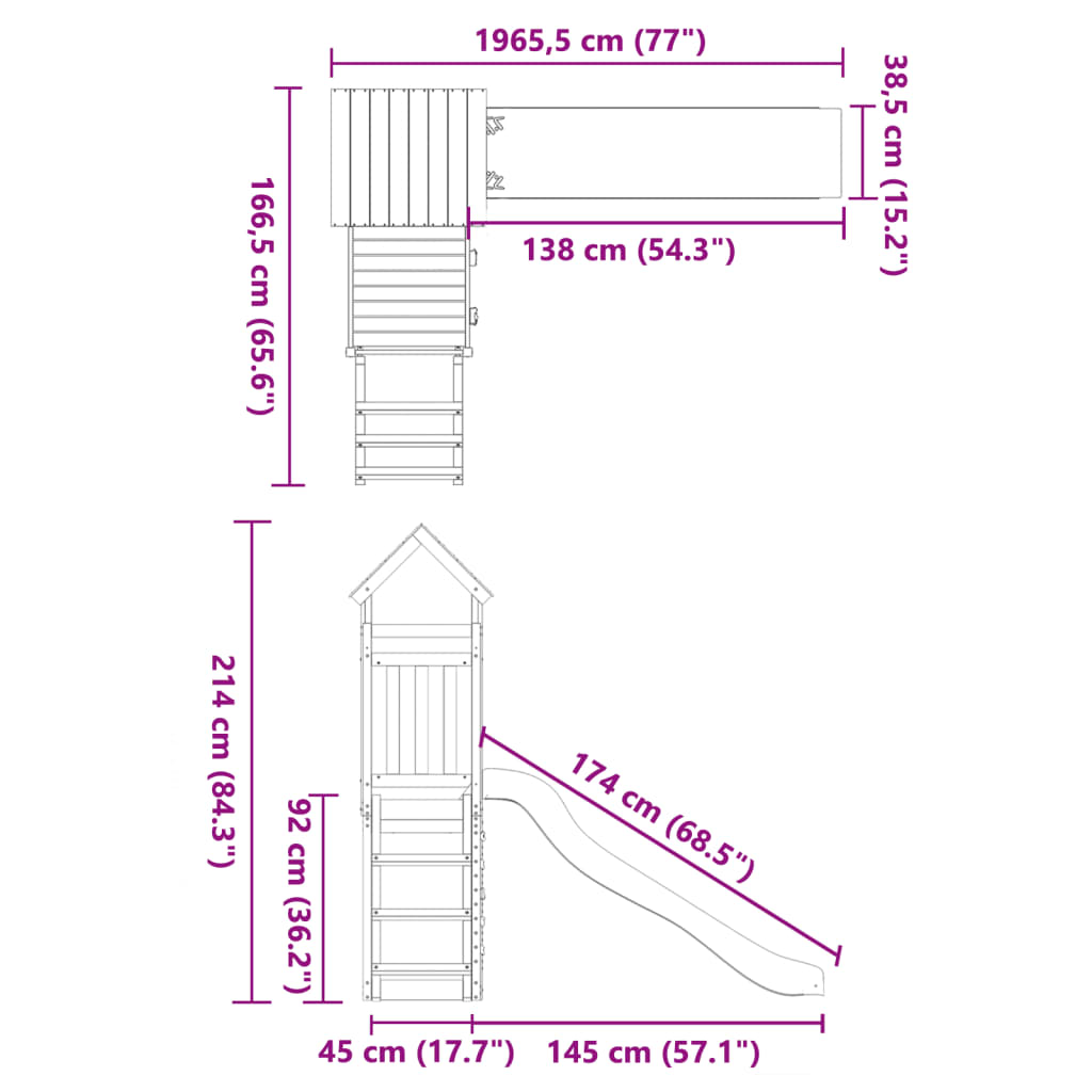 Set da Gioco da Esterno in Legno di Pino Impregnato