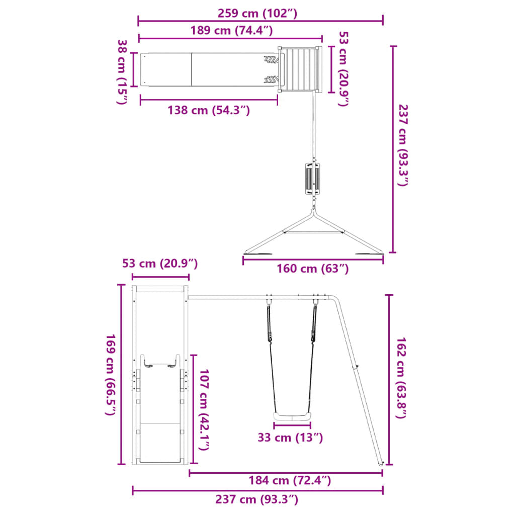 Set da Gioco da Esterno in Legno Massello di Douglas - homemem39