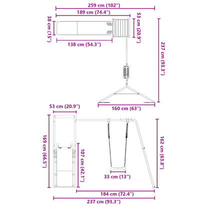 Set da Gioco da Esterno in Legno di Pino Impregnato - homemem39