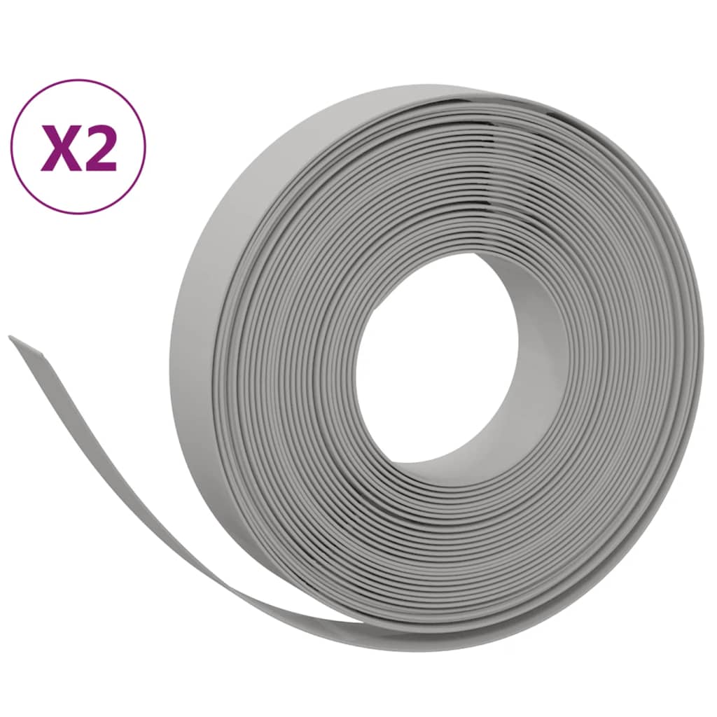 Bordature da Giardino 2 pz Grigie 10 m 10 cm in Polietilene | homemem39