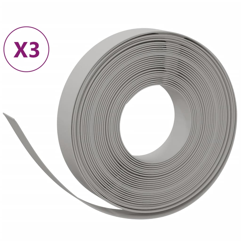 Bordature da Giardino 3 pz Grigie 10 m 10 cm in Polietilene