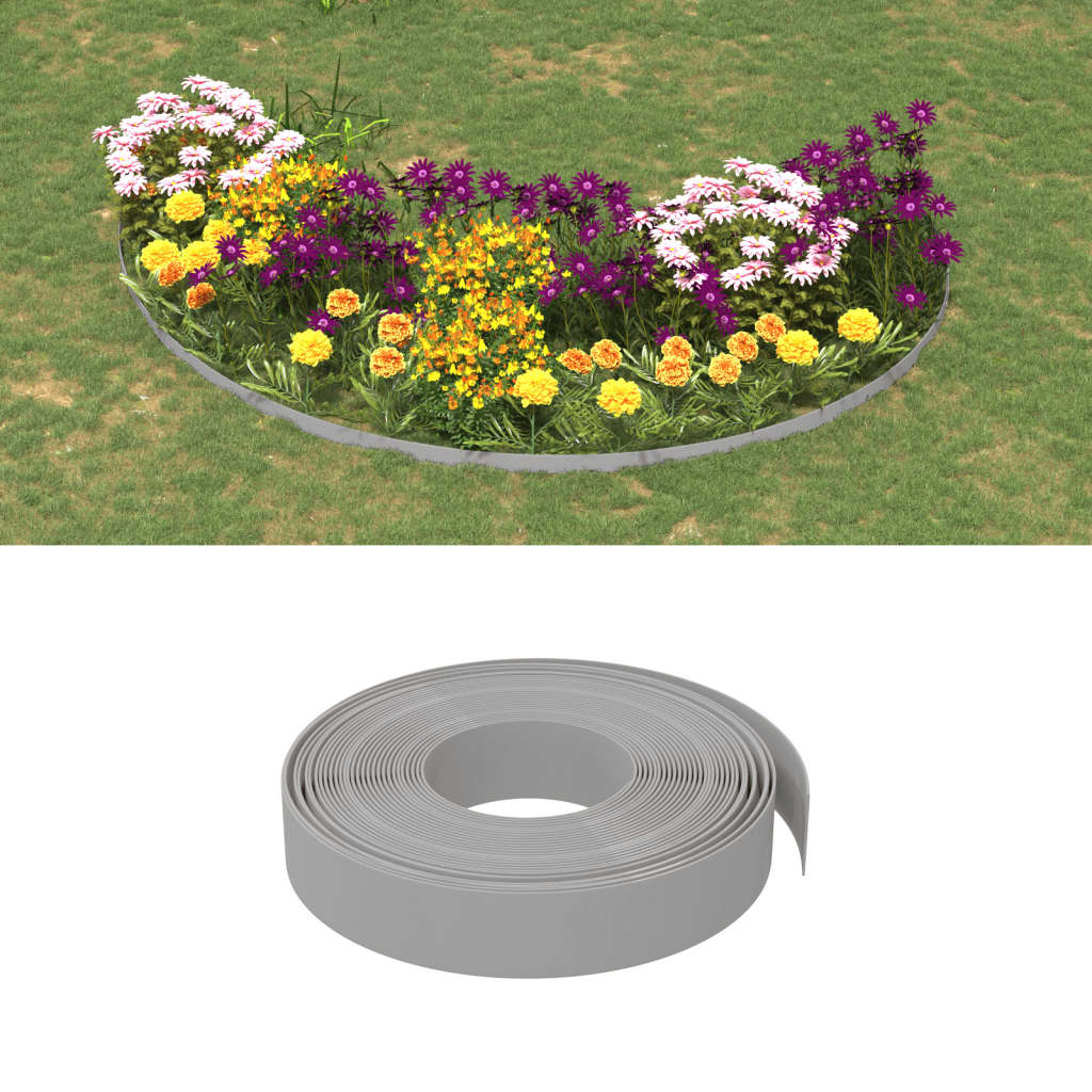 Bordature da Giardino 4 pz Grigie 10 m 10 cm in Polietilene | homemem39