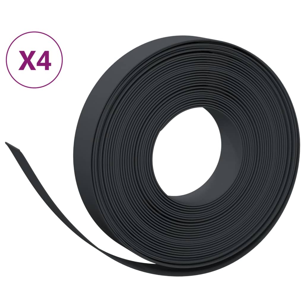 Bordature da Giardino 4 pz Nere 10 m 10 cm in Polietilene | homemem39