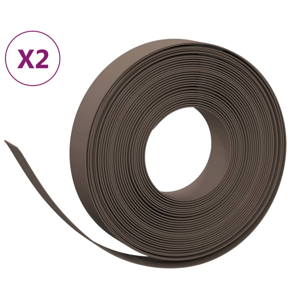 Bordature da Giardino 2 pz Marroni 10 m 10 cm in Polietilene | homemem39