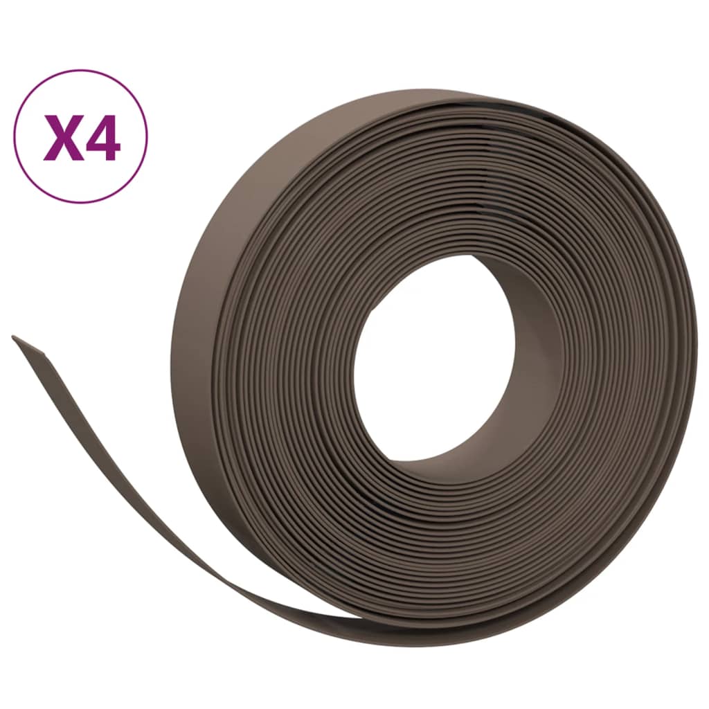 Bordature da Giardino 4 pz Marroni 10 m 10 cm in Polietilene | homemem39