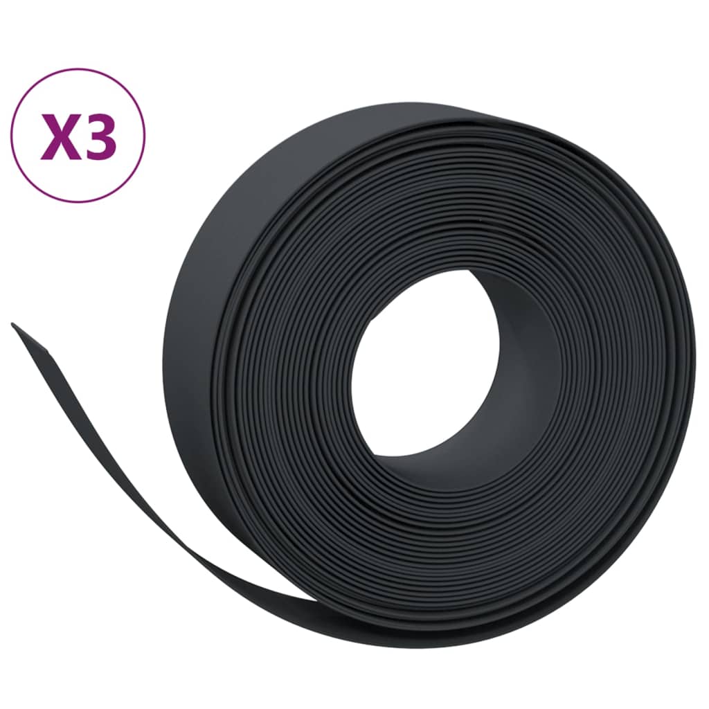 Bordature da Giardino 3 pz Nere 10 m 15 cm in Polietilene | homemem39